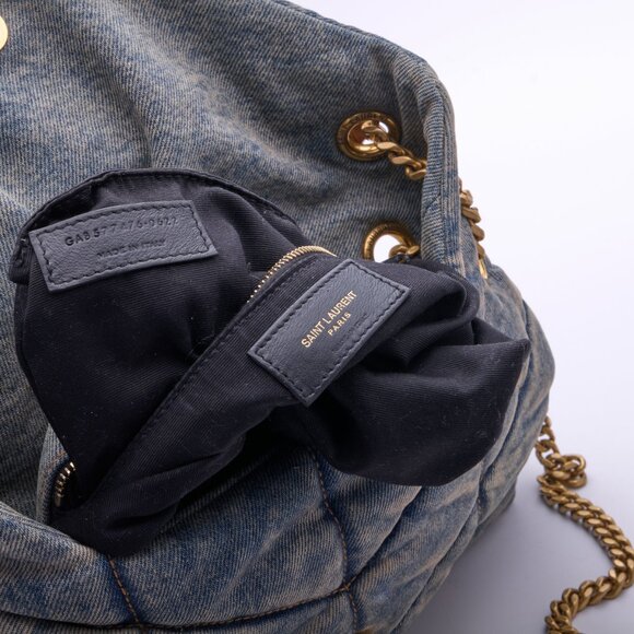 Saint Laurent Medium Puffer Monogramme Denim Chain Bag Denim - Picture 14 of 16